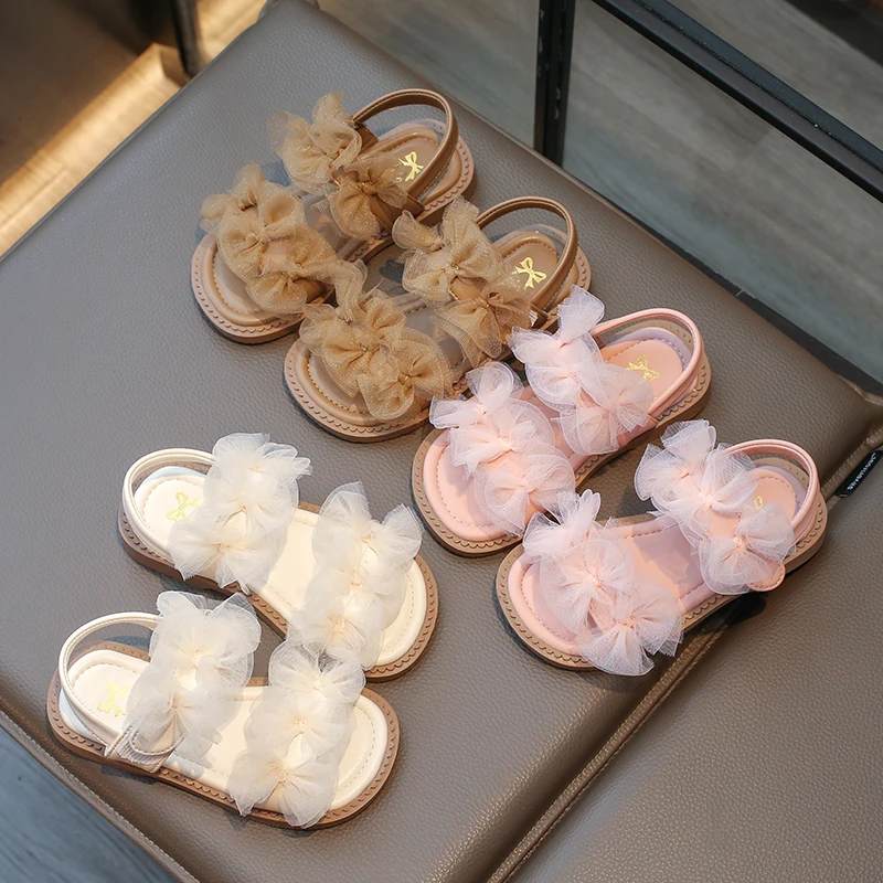 2024年森系女宝凉鞋夏季新款韩版小女孩简约网纱沙滩鞋YY-3922