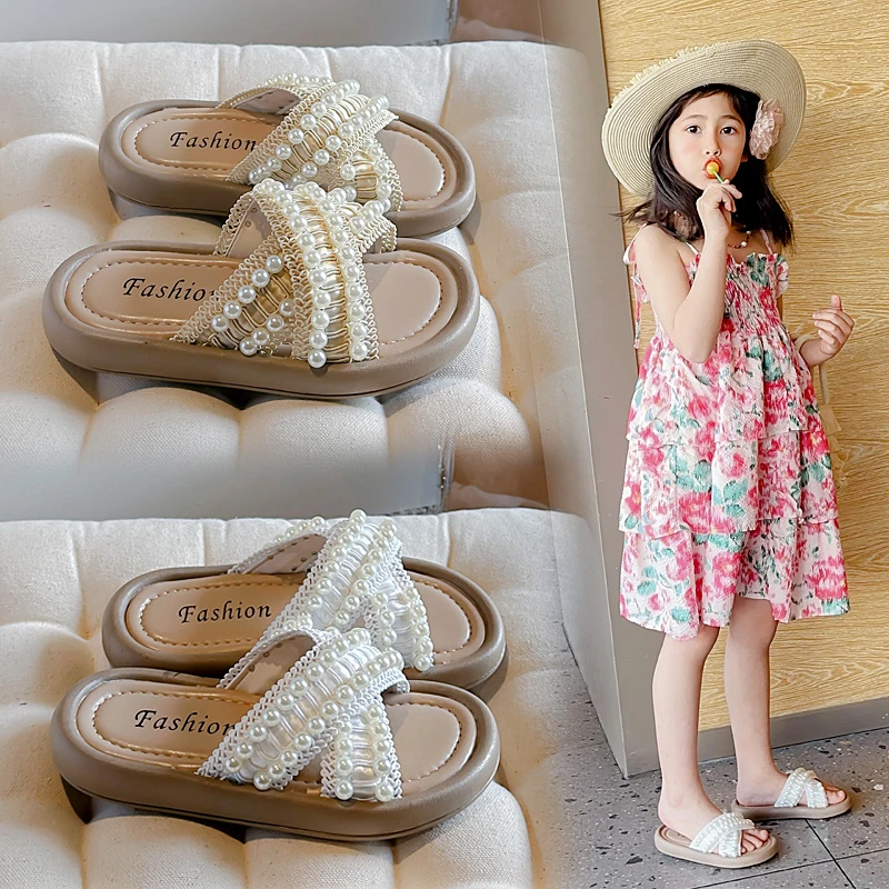 2024年夏季新款女宝宝可爱珍珠童鞋儿童夏日淑女珍珠拖鞋XXJ-208