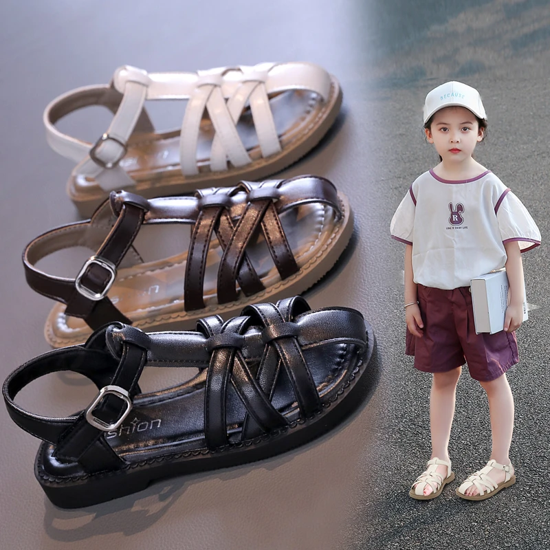 2024新款夏季儿童编织公主鞋软底防滑女宝洋气罗马鞋XHXL-X785