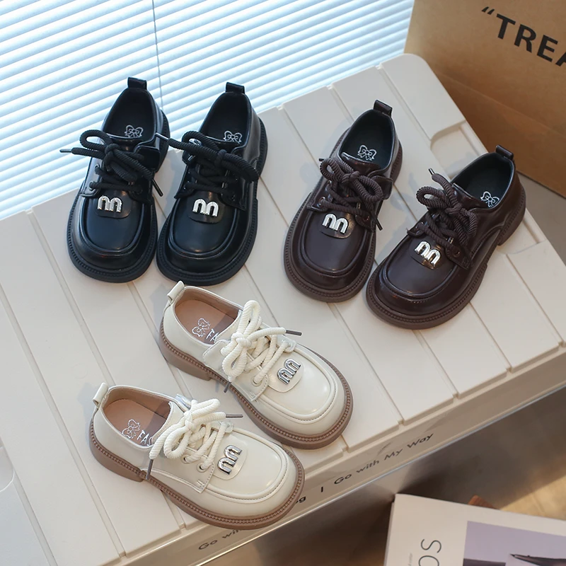 2024年早春新款女宝宝时尚简约休闲m家百搭字母乐福鞋XXJ-6088