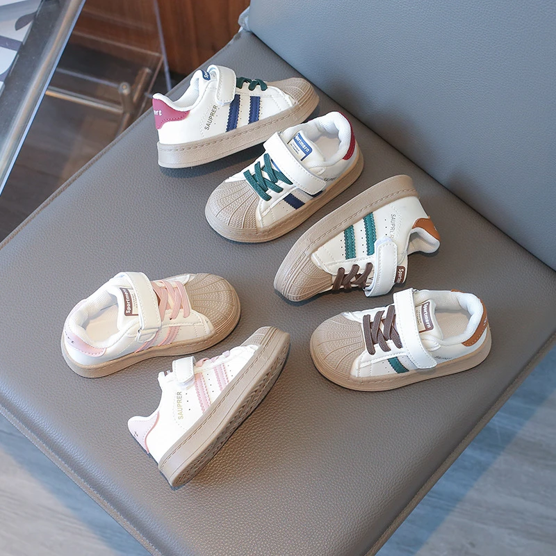 儿童板鞋2024年秋女宝宝软底防滑休闲鞋男童皮面魔术贴单鞋YY-897