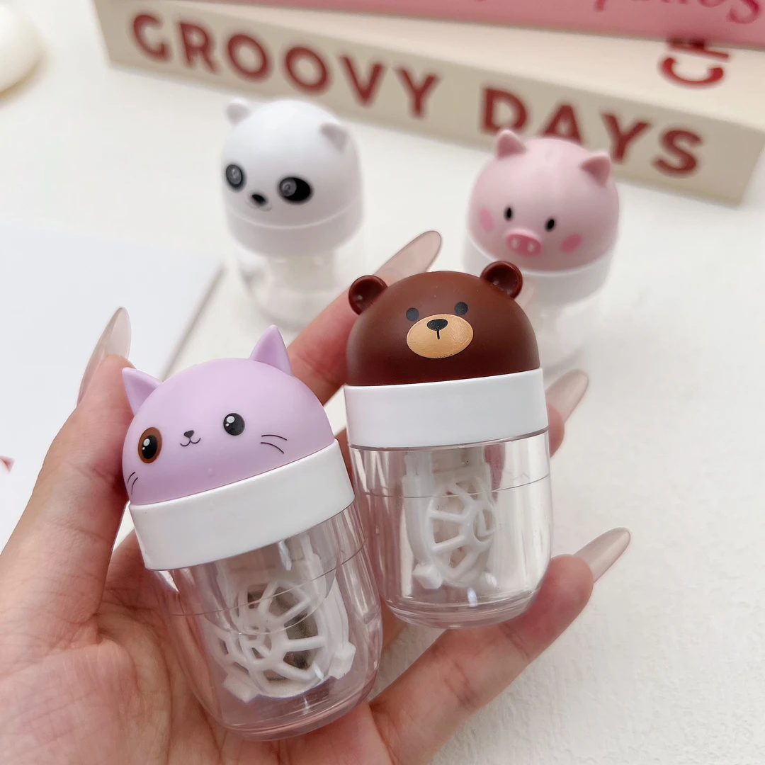 可爱卡通隐形眼镜清洗器手动旋转清洗美瞳小巧便携隐形眼镜清洁器