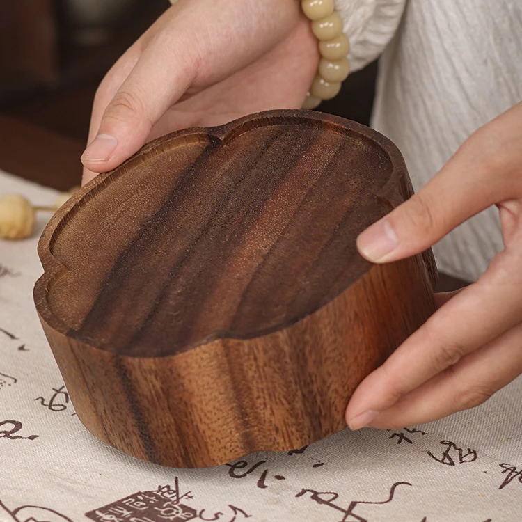 子非甄选 四叶草壶承实木干泡台茶盘 15*15*5