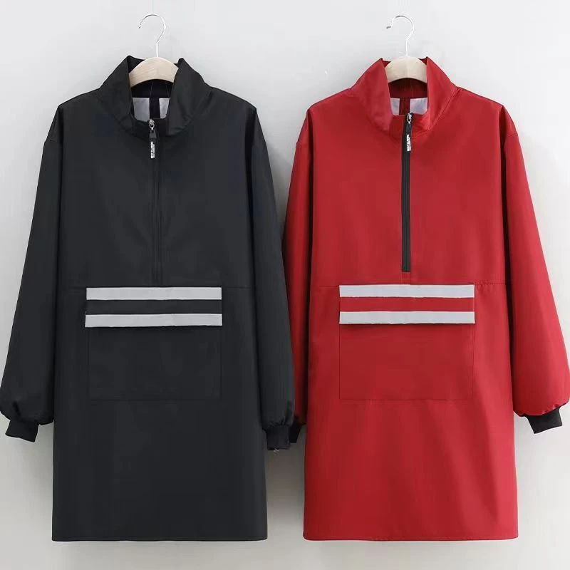 防水防油拉链罩衣长袖男女同款带反光条罩衣成人防水防油工作服