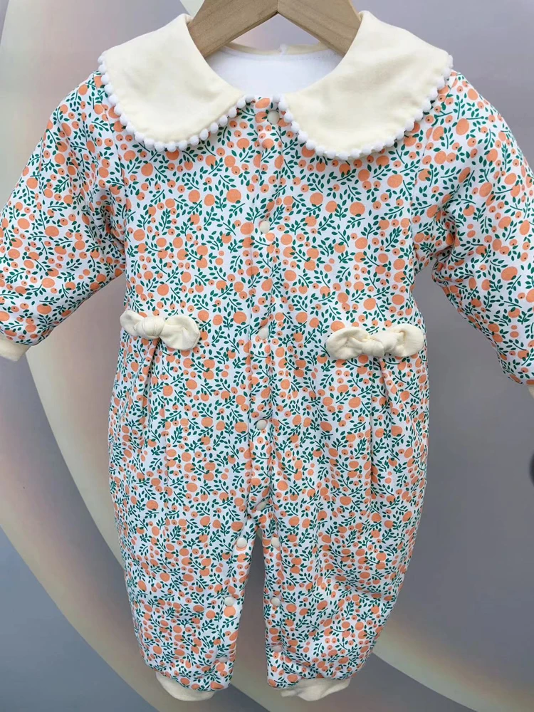 婴儿连体衣秋冬款120g薄棉加厚女宝宝棉袄棉服爬服保暖夹棉棉衣