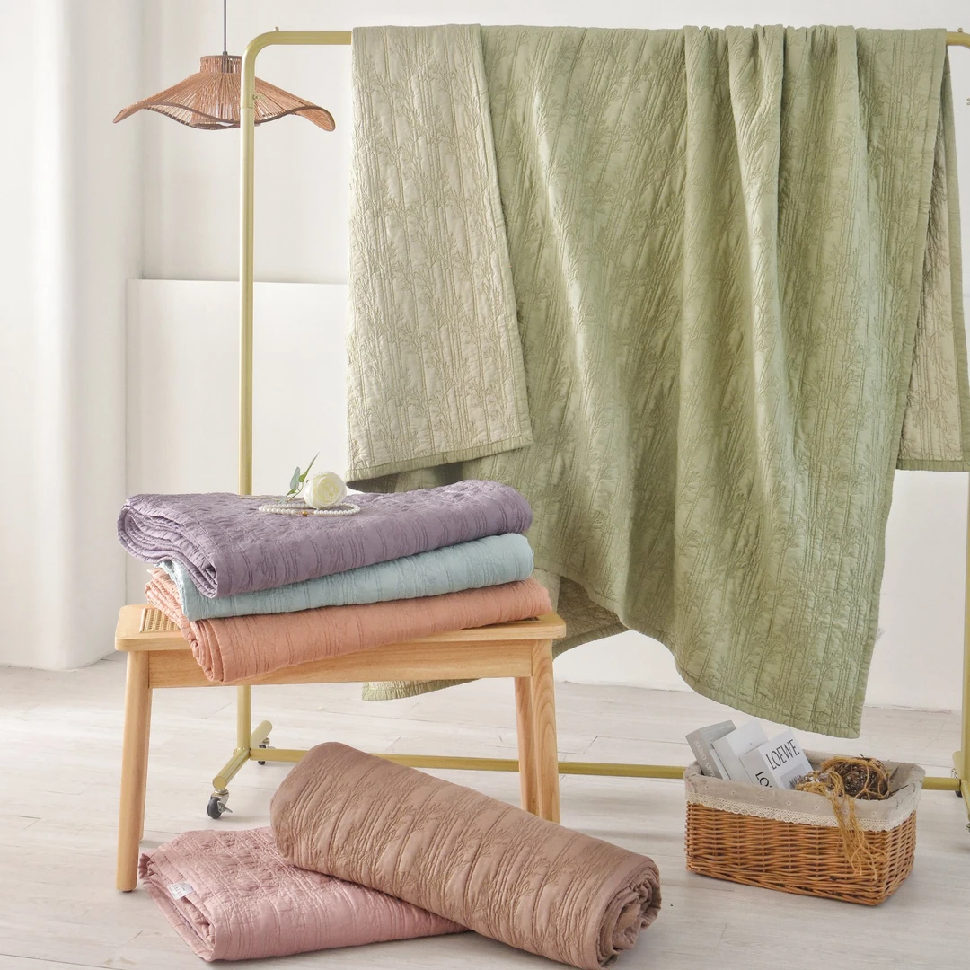 【竹韵】素色夹棉花   床盖三件套 230*250