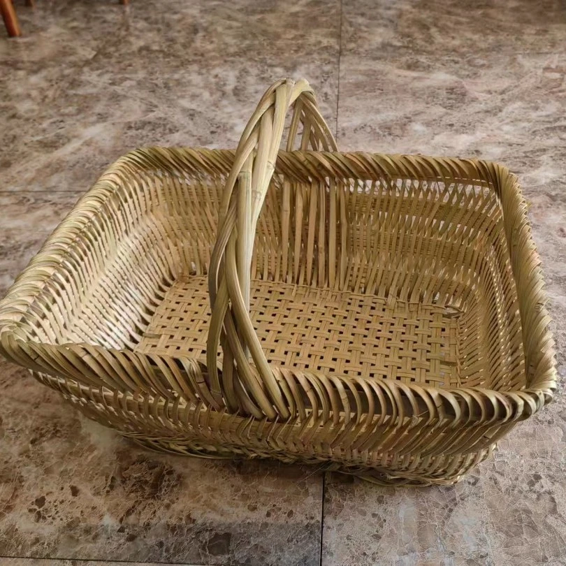 【黔芗人】长方形竹编篮子直径37厘米左右