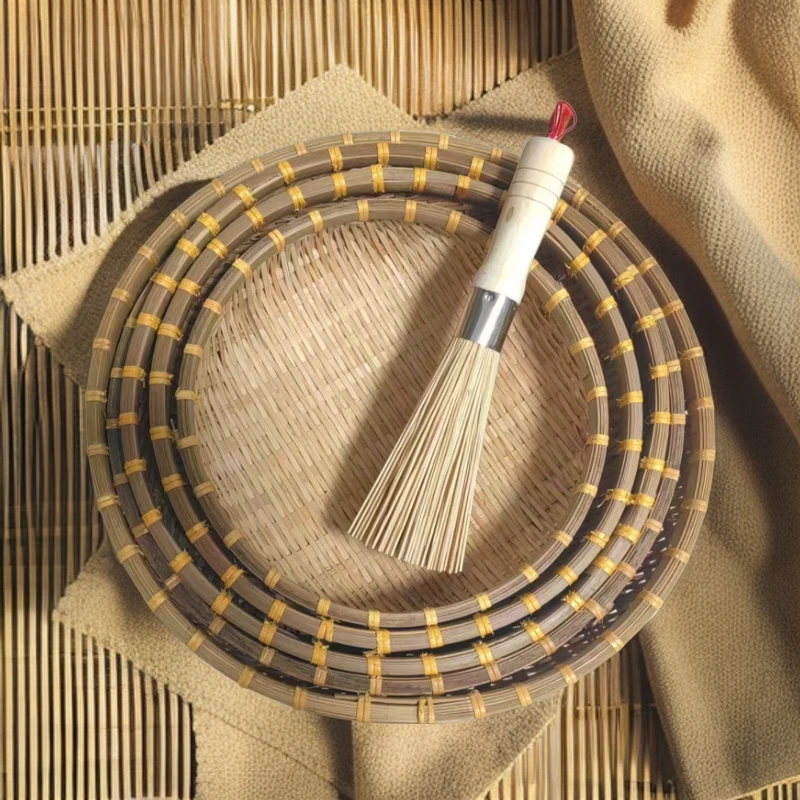 【竹编小师傅直播间专属】烟熏竹编馒头框5件套 25-28-30-33-36