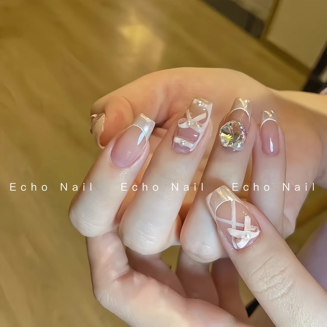 【芭蕾舞鞋】Echo纯手工穿戴甲2024春季新款法式芭蕾可拆卸美甲