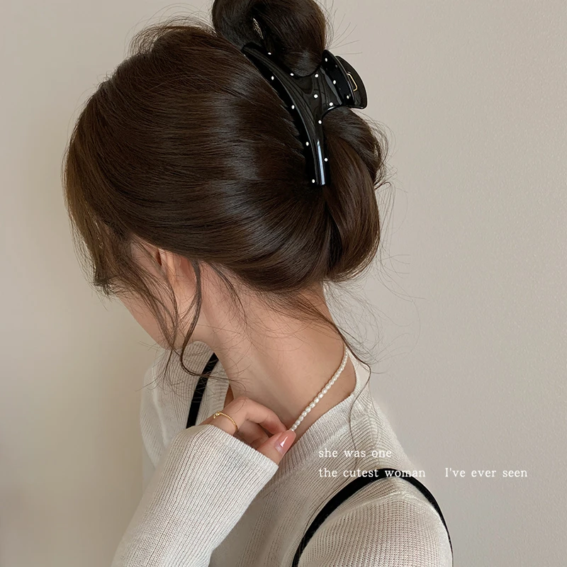 韩版波点鲨鱼夹发抓夏季发夹新款夹子抓夹头饰ins风百搭发卡发饰