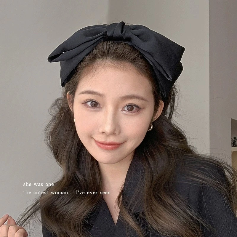 黑色大蝴蝶结头箍女高级感网红洗脸发带显脸小头饰高颅顶发箍发夹