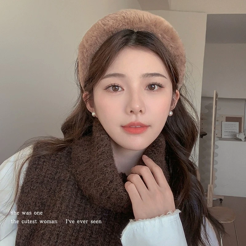 气质百搭加厚毛绒发箍女2025新款高颅顶发夹头箍洗脸发卡宽边发捆