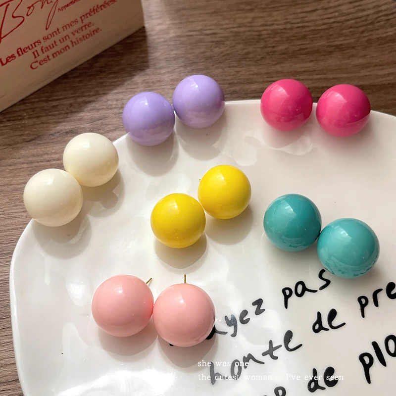 非金属树脂耳饰 夏日彩色豆豆耳钉女精致耳饰品绝美耳坠独特耳环