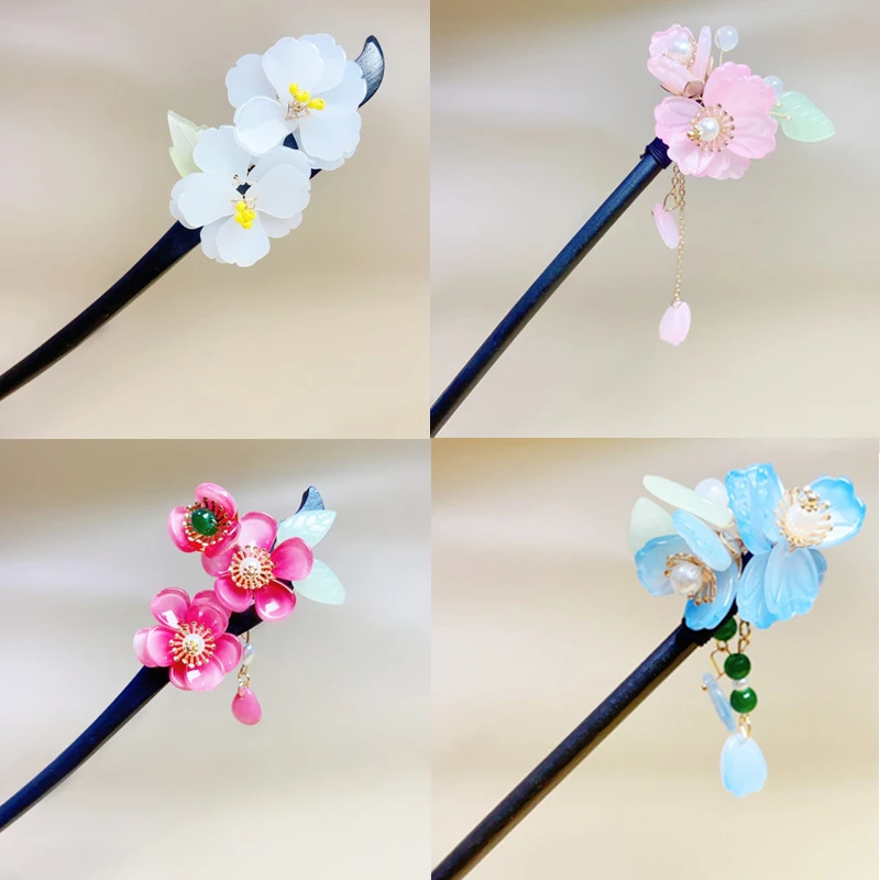 新款新中式发簪高级感古风花卉簪子发饰新娘盘发汉服日常发钗头饰