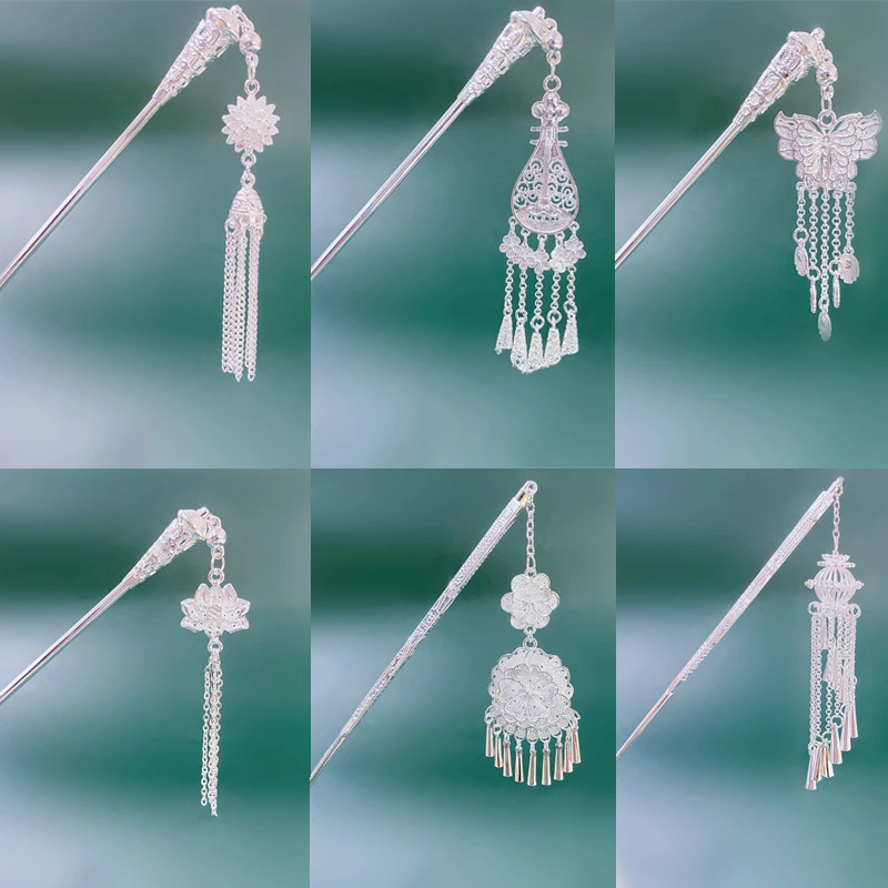 新中式民族风步摇流苏发簪古风旗袍汉服发饰琵琶蝴蝶繁花莲花发叉