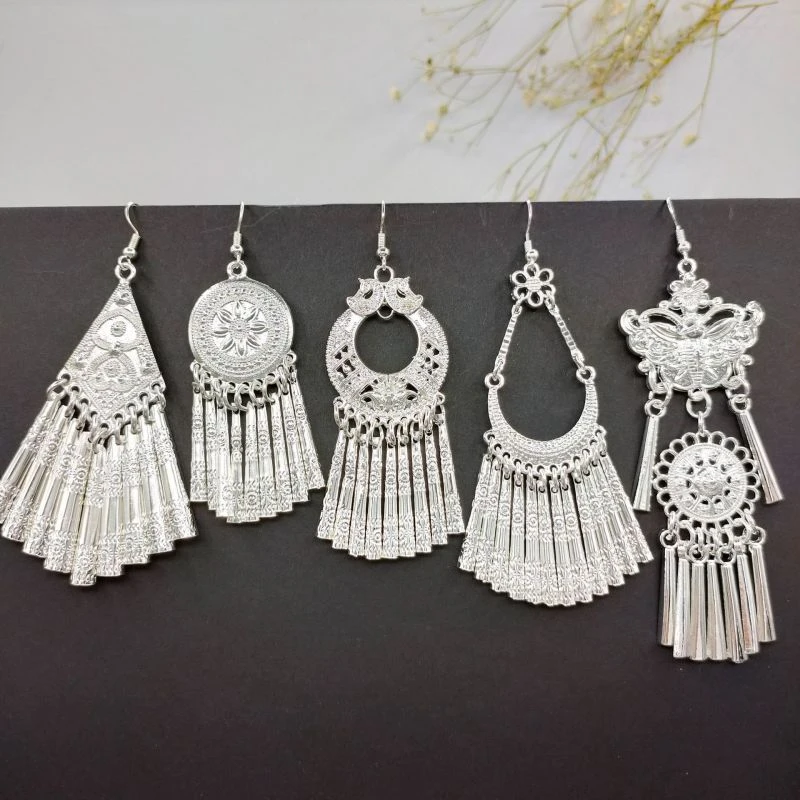 合金耳饰 少数民族风耳环仿银耳坠凤凰古城苗族耳饰纪念品