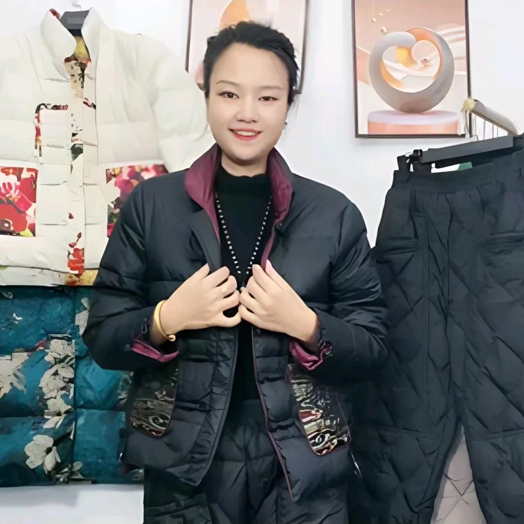 【韩之韵】正品  新款时尚复古盘扣外套羽绒服【祥云刺绣】