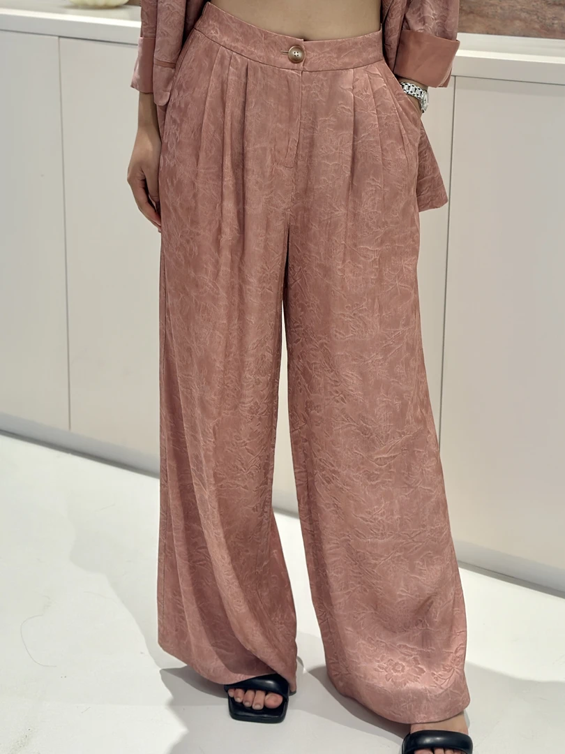 夏季中式醋酸提花阔退裤762