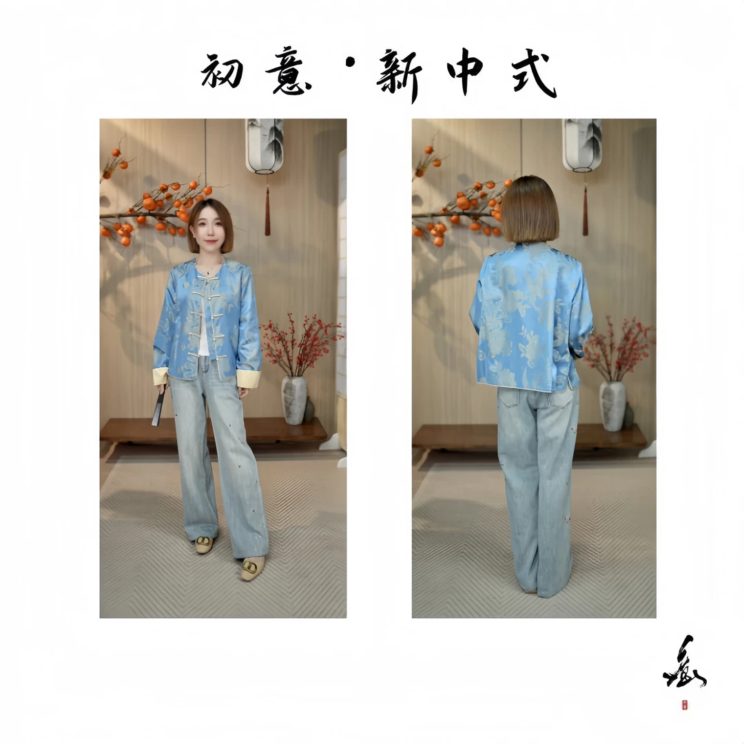 【齐羽】新中式桑蚕丝桑波缎溢彩早秋冬外套上衣