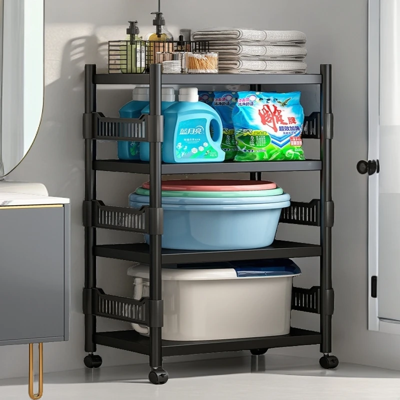 卫生间落地置物架浴室可移动洗漱用品脸盆收纳架家用多层储物架子