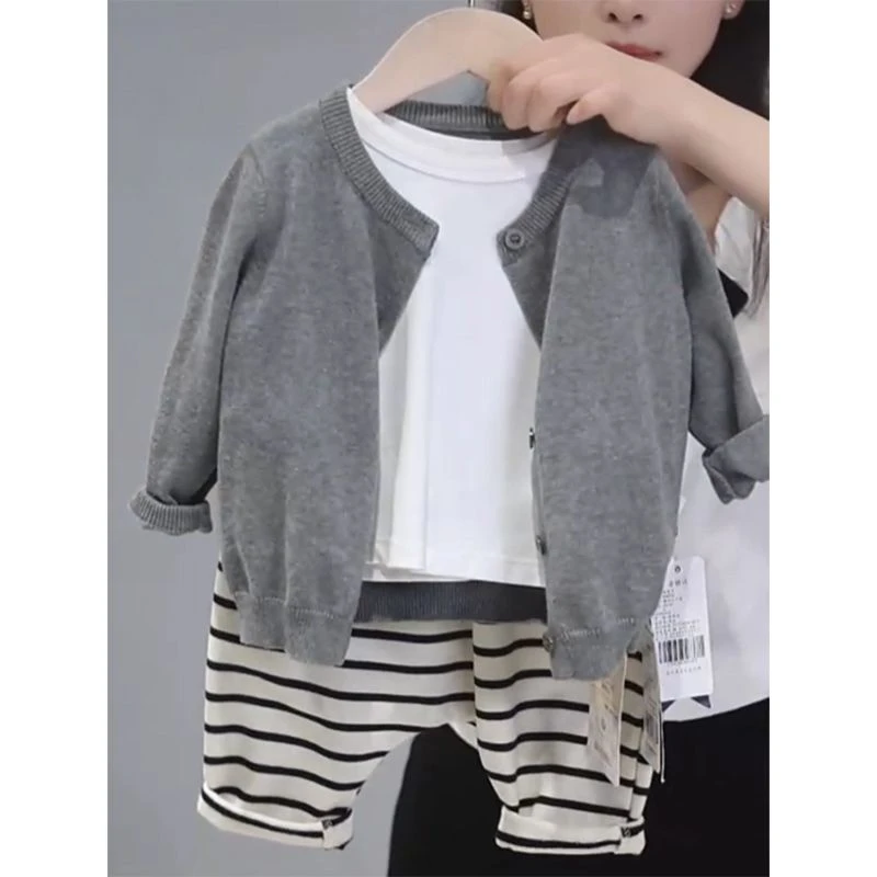 长袖洋气休闲韩版秋季百搭春款儿童针织百搭春款薄款宽松纯色