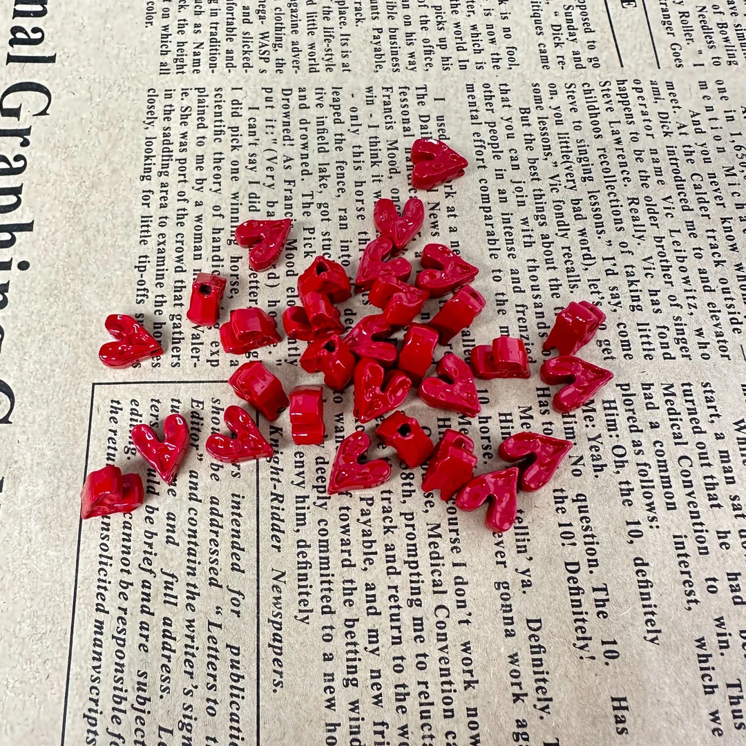 【曼曼甄选】合金通孔皱皮爱心 DIY手机链配件 合金配件