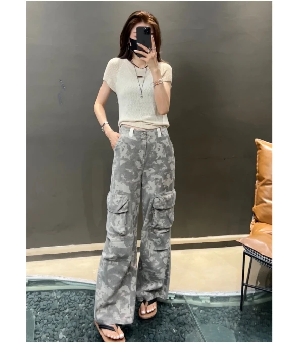 〖小九推荐〗灵感光艺 2024夏季新款百搭工装牛仔裤-K6869