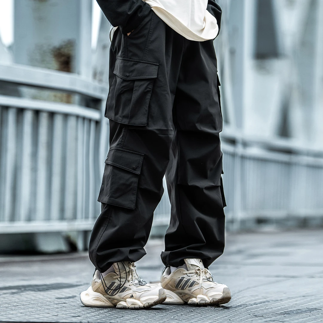 AOGZ国潮牌直筒工装裤男生秋冬季新款多口袋伞兵裤美式痞帅裤子潮