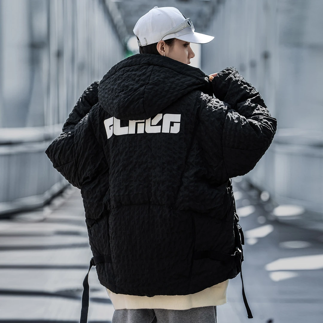 AOGZ高端定制立体褶皱羽绒服男女生冬季新款加厚90白鸭绒工装外套