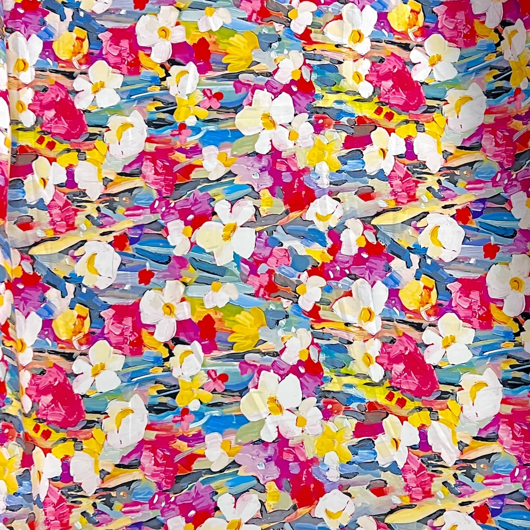 贡缎-香云缎——B5088油画小花【】纯棉布料100%全棉