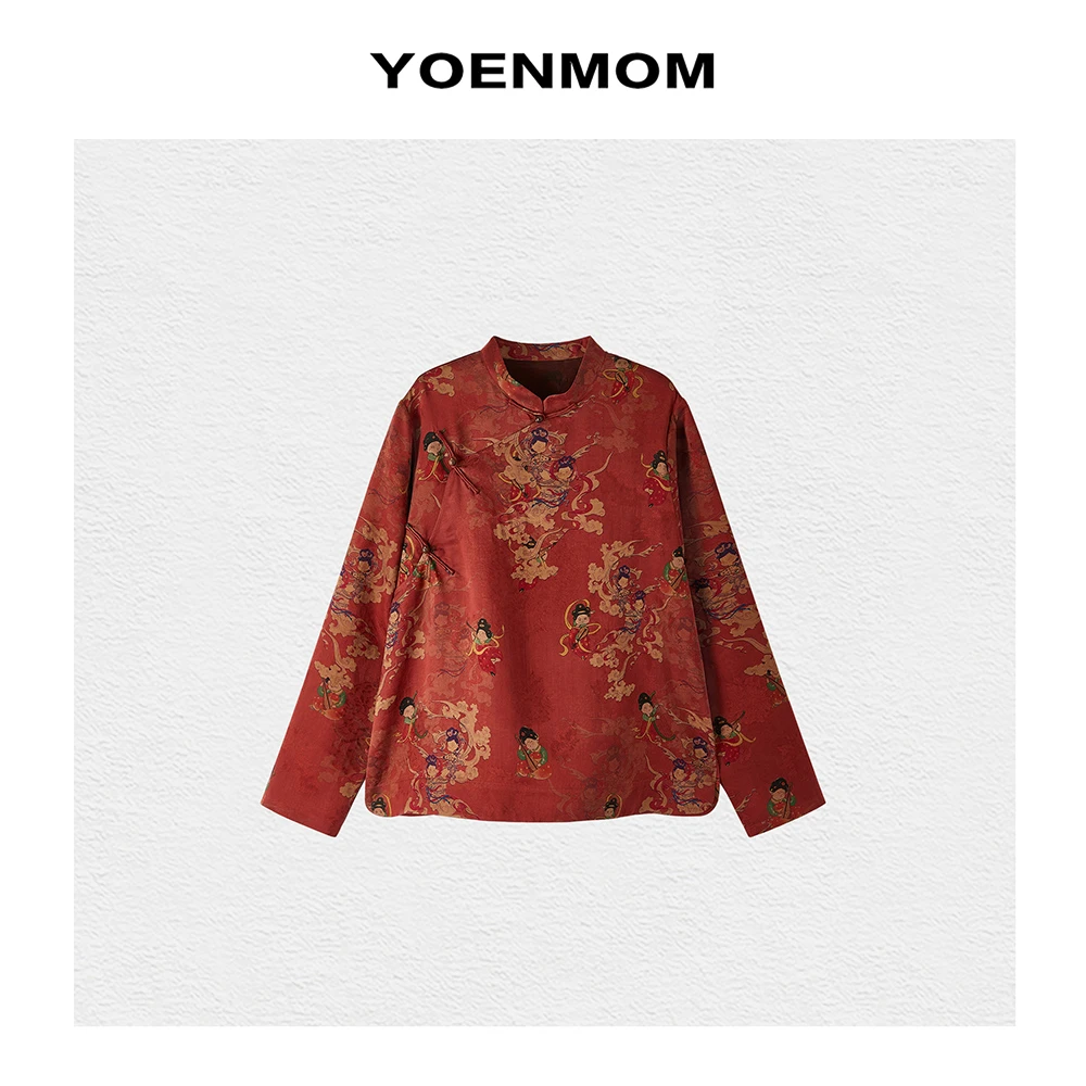 YOENMOM·飘带仕女2024秋季新品 100桑蚕丝香云纱中式斜襟立领上衣