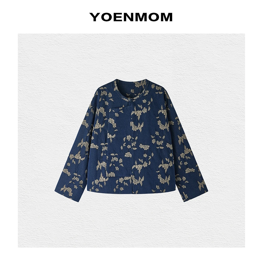 YOENMOM·晚风秋叶·秋季新品 vintage复古印花斜襟款外套