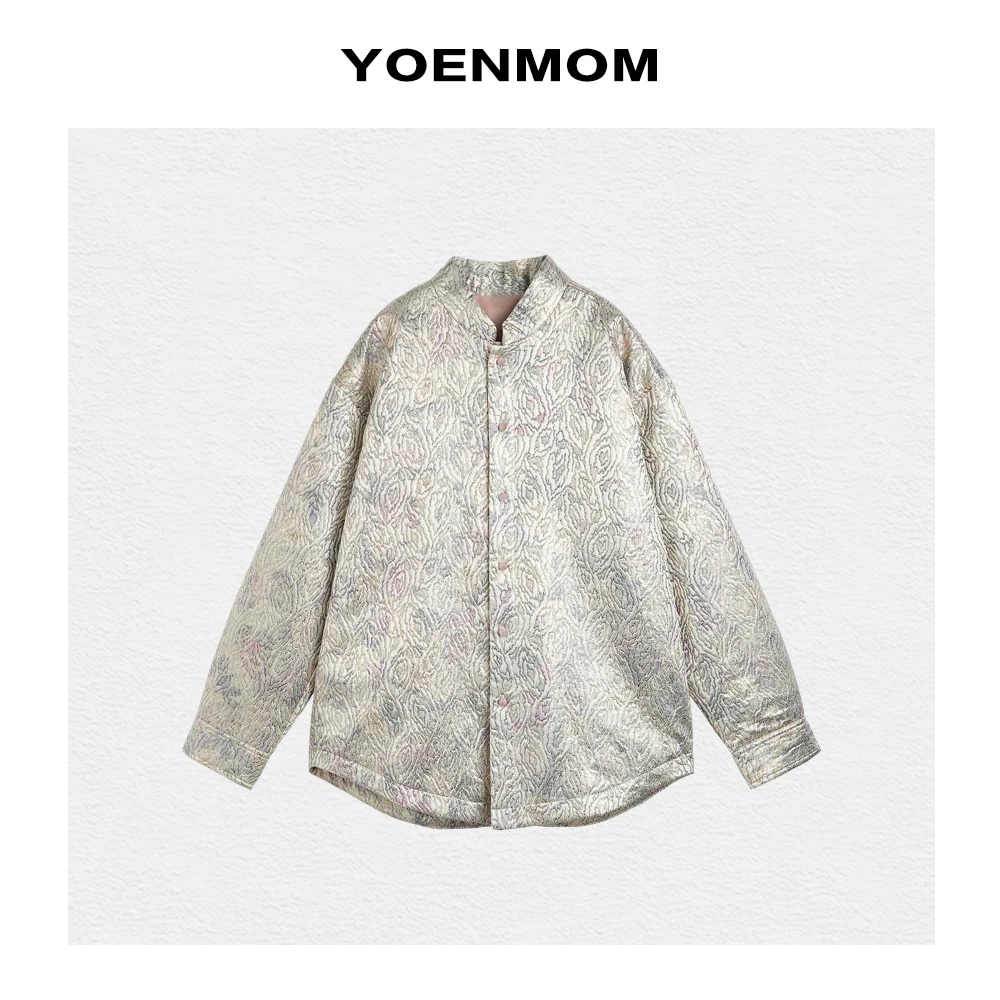 YOENMOM·清漪2023秋季新品·新中式刺绣提花中式立领衬衫外套