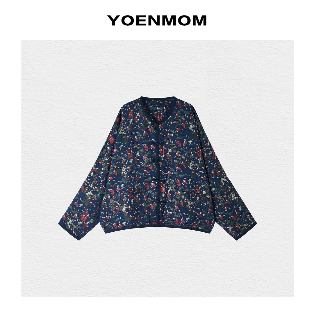 YOENMOM·百子图2024秋季新品 100桑蚕丝重磅半手工四重纬宋锦上衣