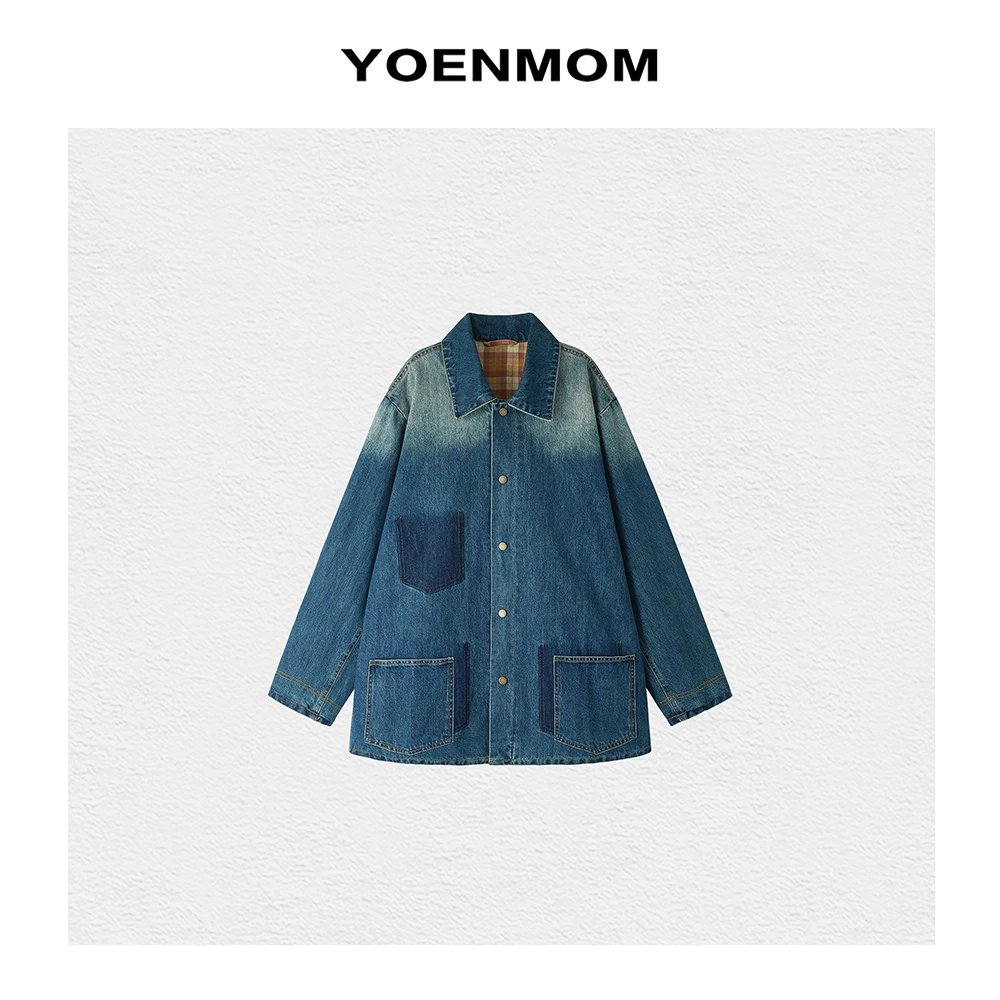 YOENMOM·丹宁公式2024秋装新款 100棉复古拼色水洗宽松休闲款外套