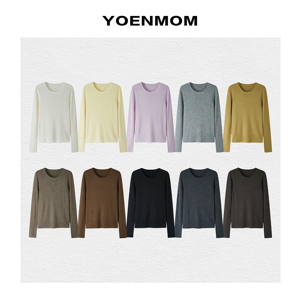 YOENMOM·团宠针织2024早秋新品 100美丽诺羊毛修身显瘦百搭打底衫