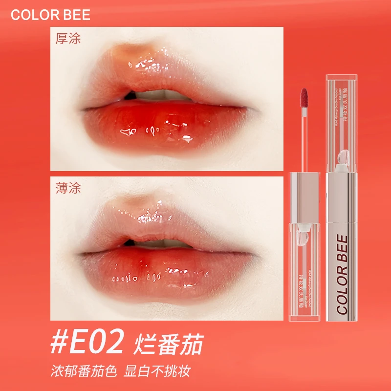 ColorBee双头唇釉不易沾杯不易掉色显白丝绒锁色唇蜜镜面水光口红