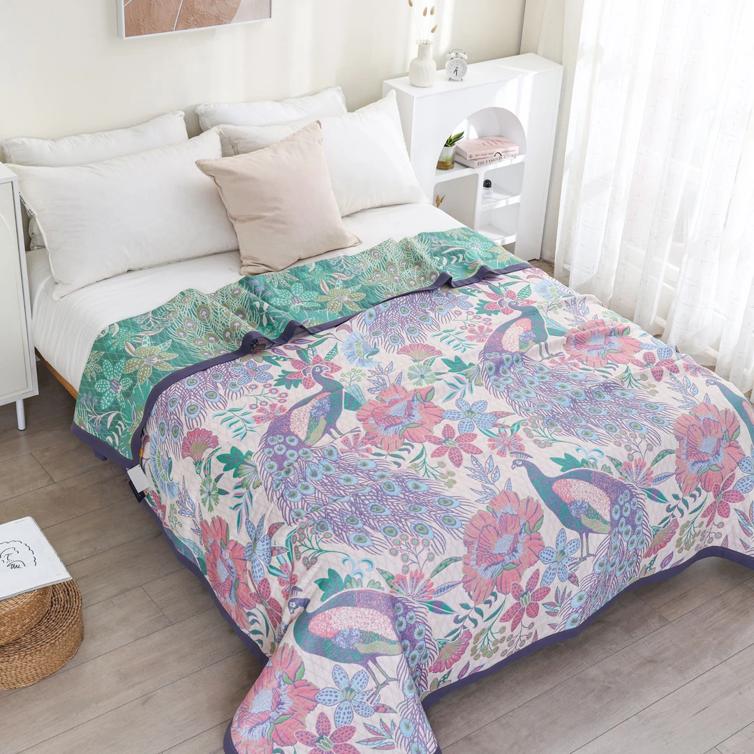 孔雀大豆蛋白纤维230*250高端床盖