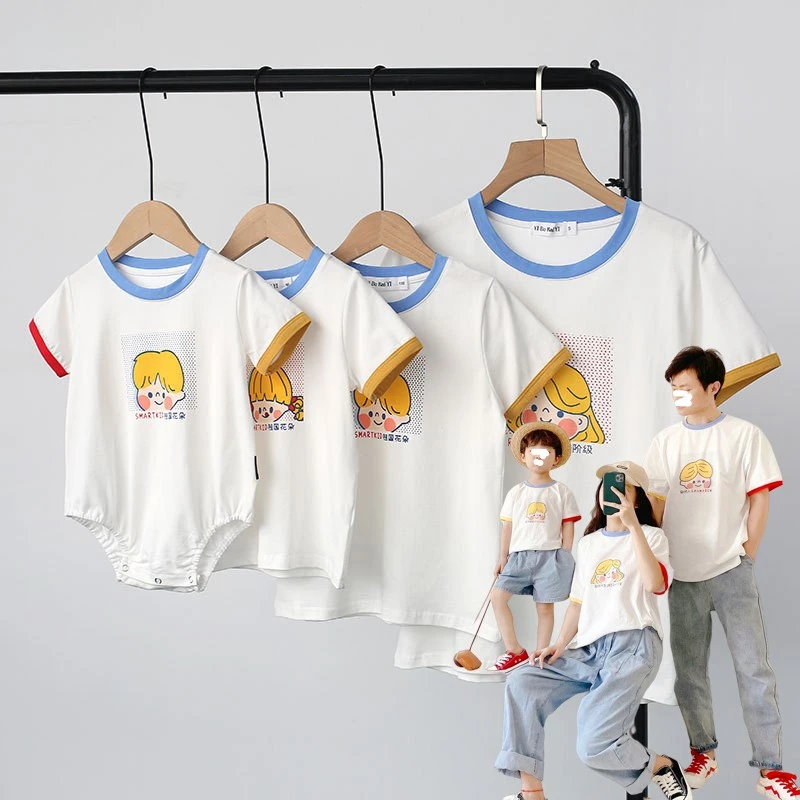 祖国花朵高端亲子装一家三口四口装婴儿满月百天周岁拍照全家装潮