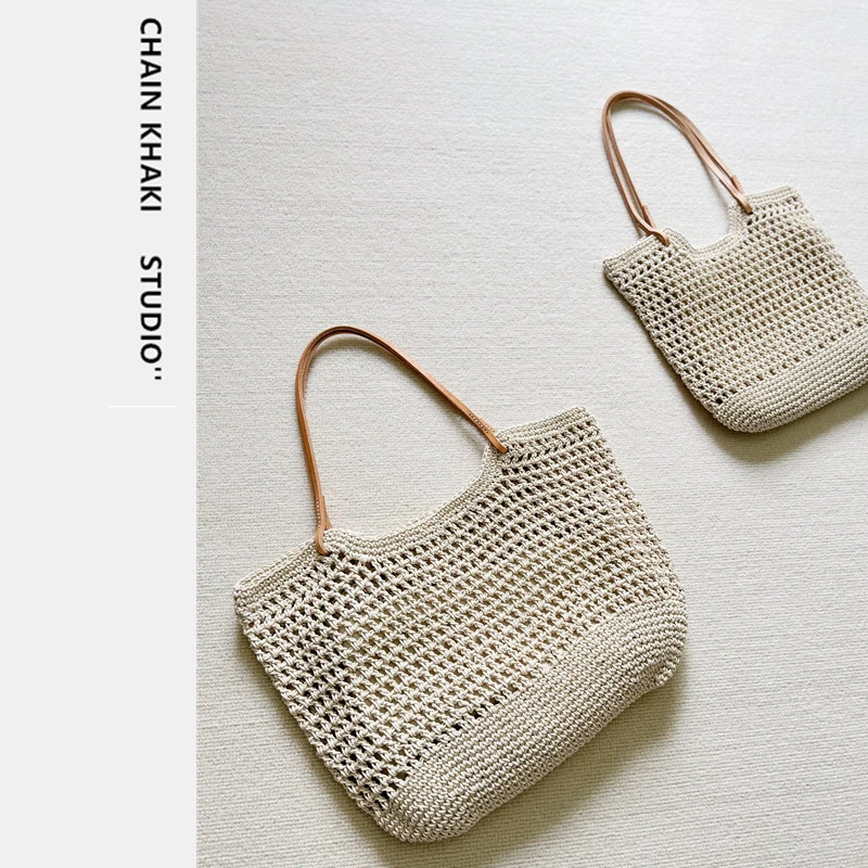 时尚大容量女士肩包单肩包编织托特包夏季镂空休闲大包网红腋下包