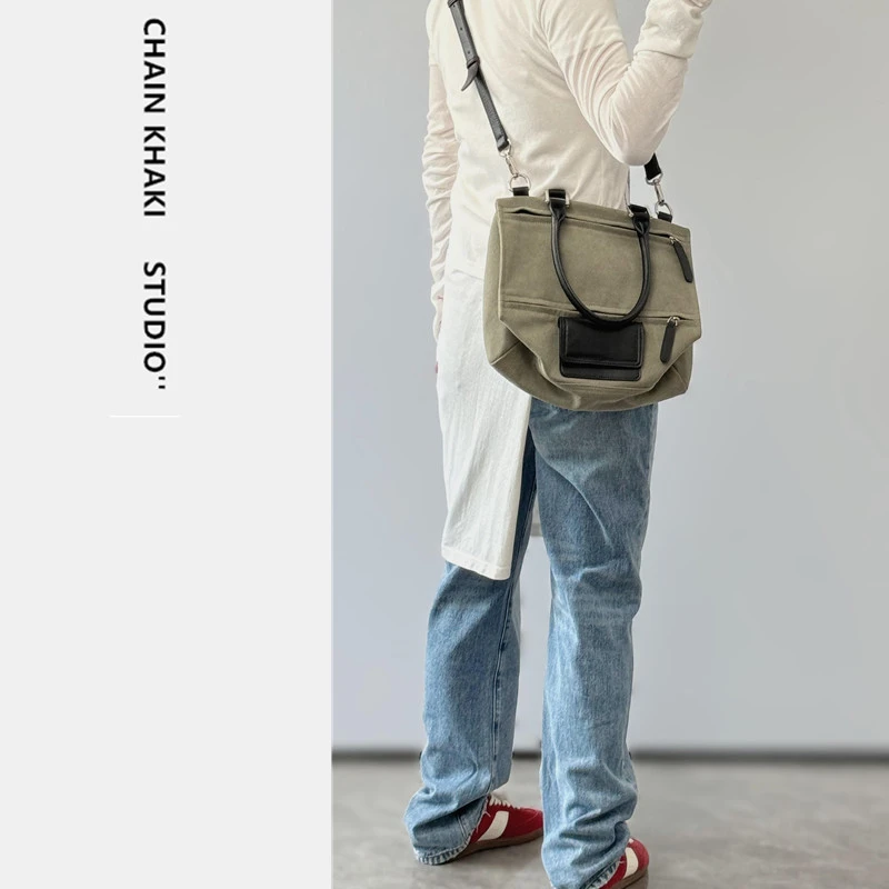 帆布包托特包女女2024新款大包大容量高级感时尚斜挎包牛皮单肩包