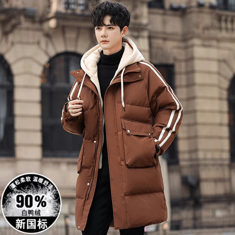 高中学生九江羽绒服男中长款冬季加厚外套2024新款青少年休闲冬装