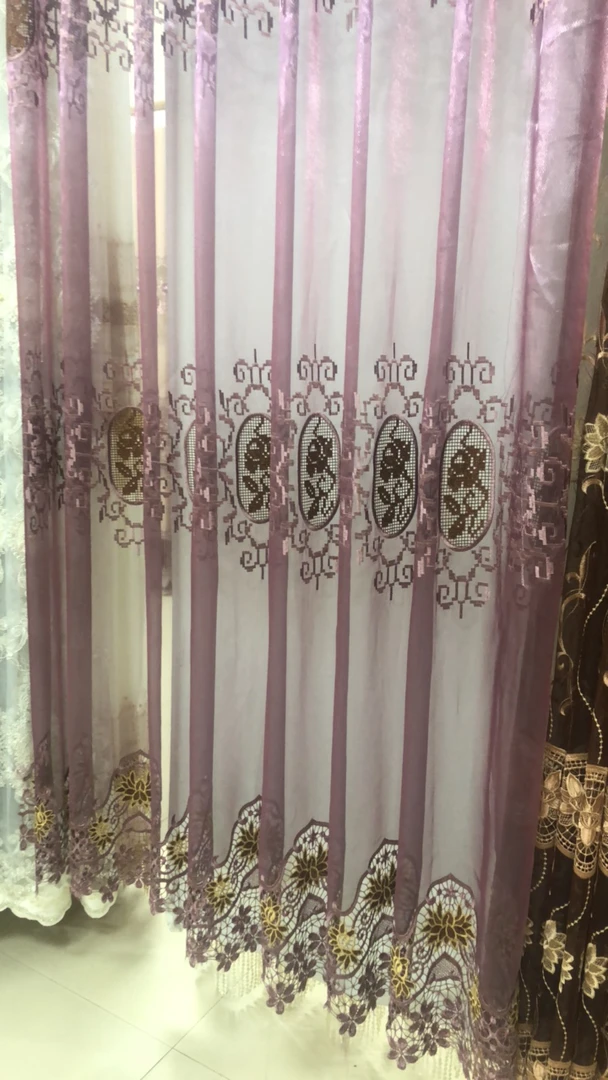 特价高档定制系列紫色绣花纱5米