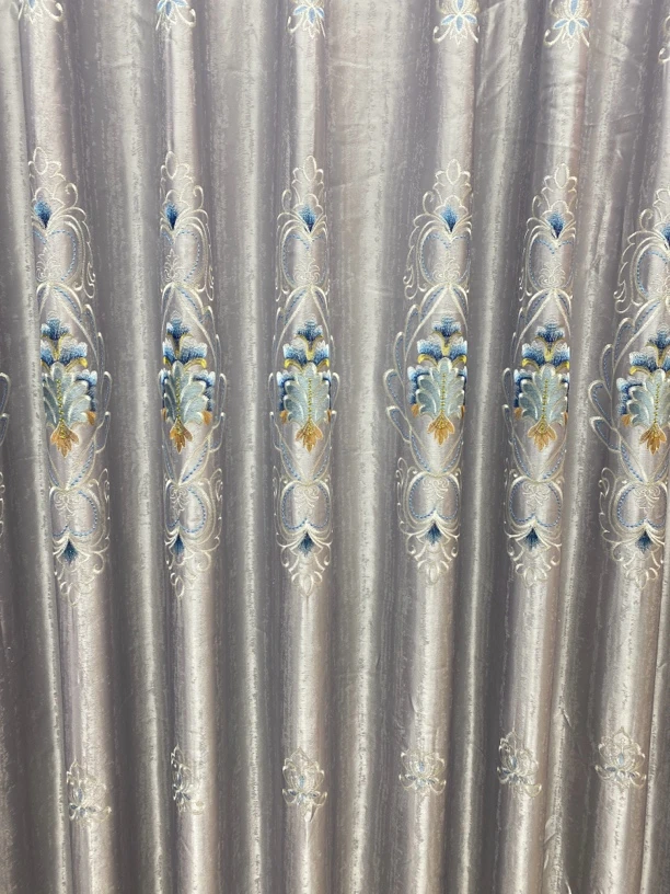 高端刺绣窗帘，高级灰色，欧式风格，厂家批发窗帘