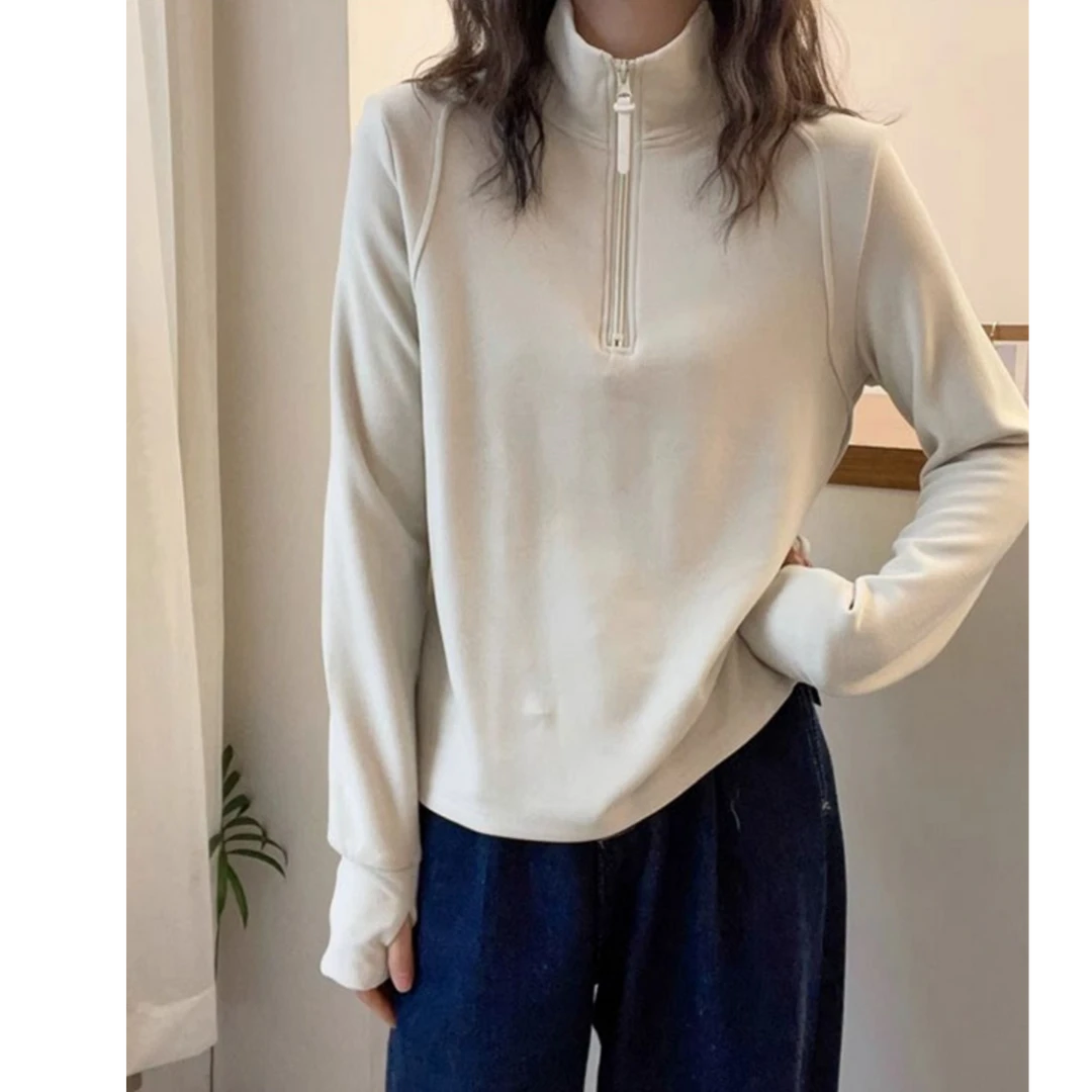 爆款人手一件 冬季保暖必备 拉链高领德绒打底衫女新内搭上衣T恤