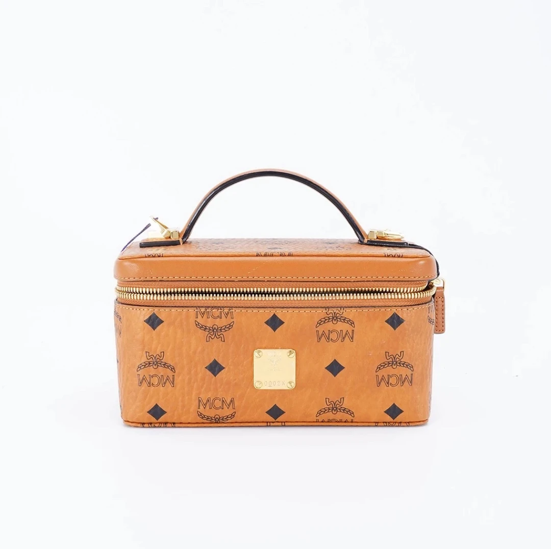 95新 MCM Mcm干邑色饭盒包