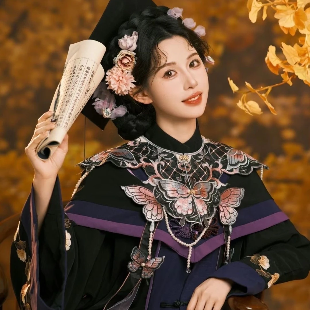 汉服云肩国风毕业照配饰新中式学士服拍照披肩古风国潮绣花刺绣领