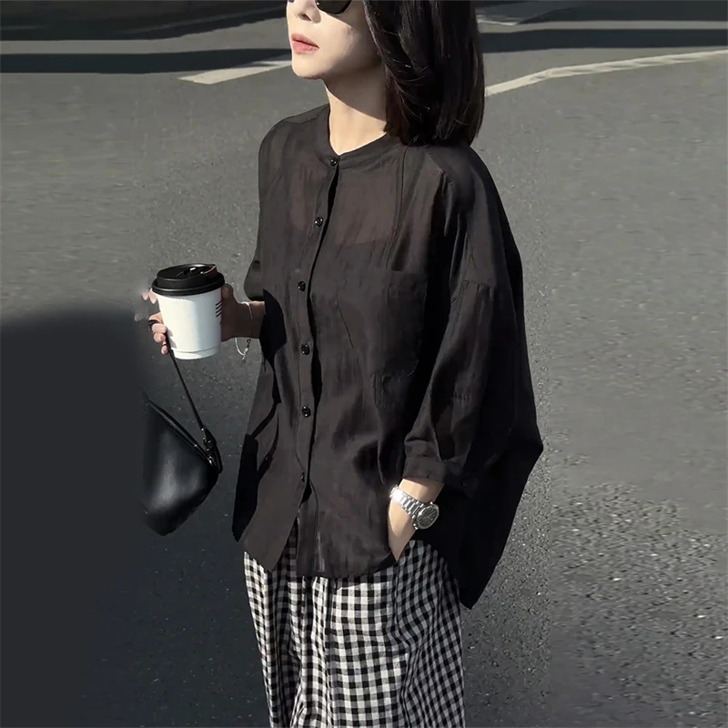 春季通勤女装高级感新款防晒薄款宽松时尚衬衫显瘦流行百搭上衣潮
