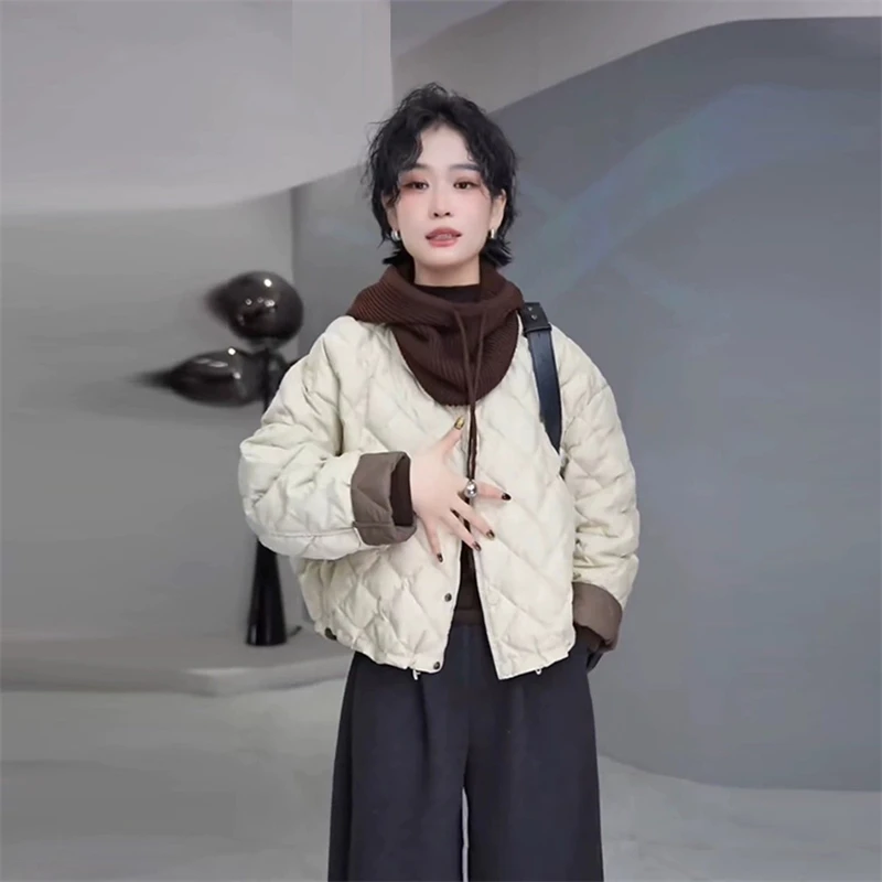 韩系冬季保暖单排扣棉服2025年纯色百搭流行女装休闲文艺时髦外套