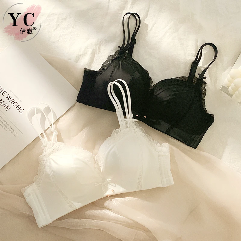 3148内衣女小胸无钢圈aa杯加厚小胸平胸不空杯文胸舒适蕾丝调整